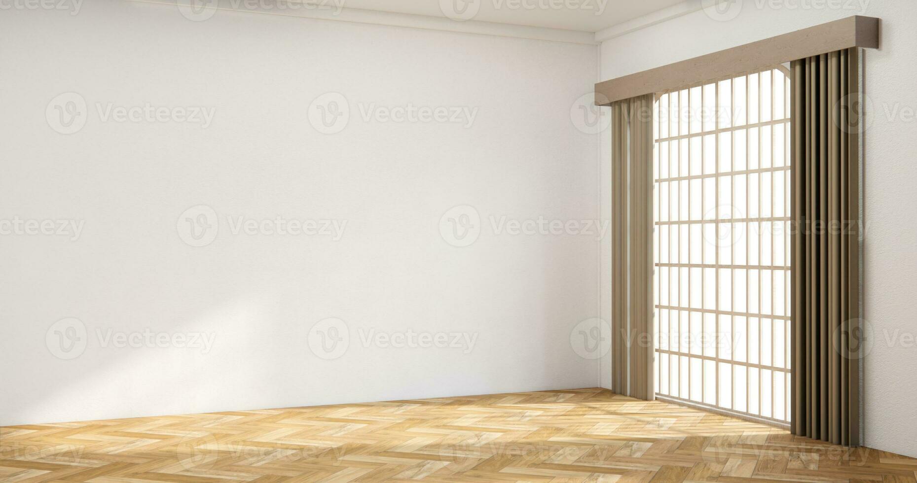 modern Japan stijl leeg kamer versierd met wit lat muur. foto