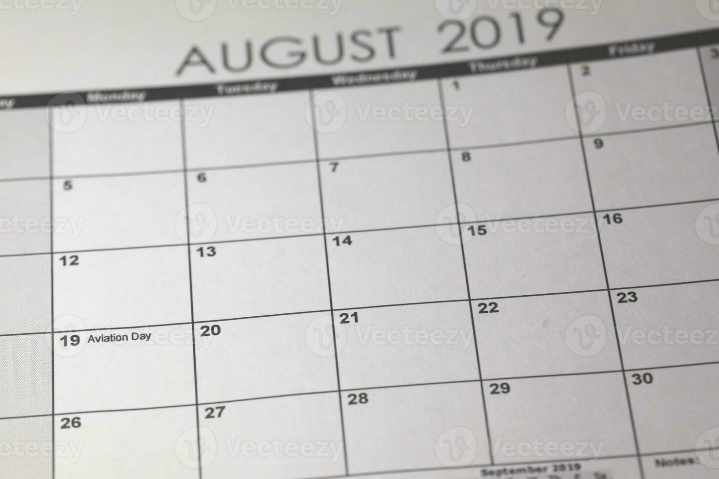 ons nationaal luchtvaart dag concept. 19 augustus 2019 kalender foto