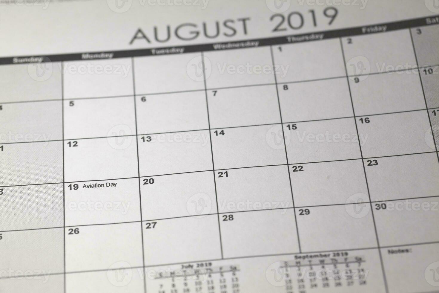 ons nationaal luchtvaart dag concept. 19 augustus 2019 kalender foto