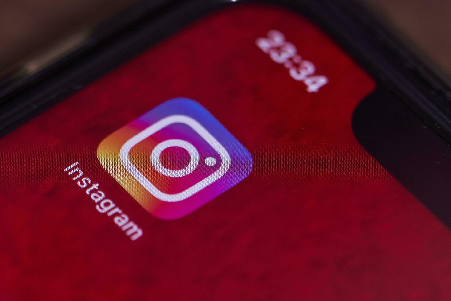 instagram mobiel toepassing Aan smartphone scherm foto