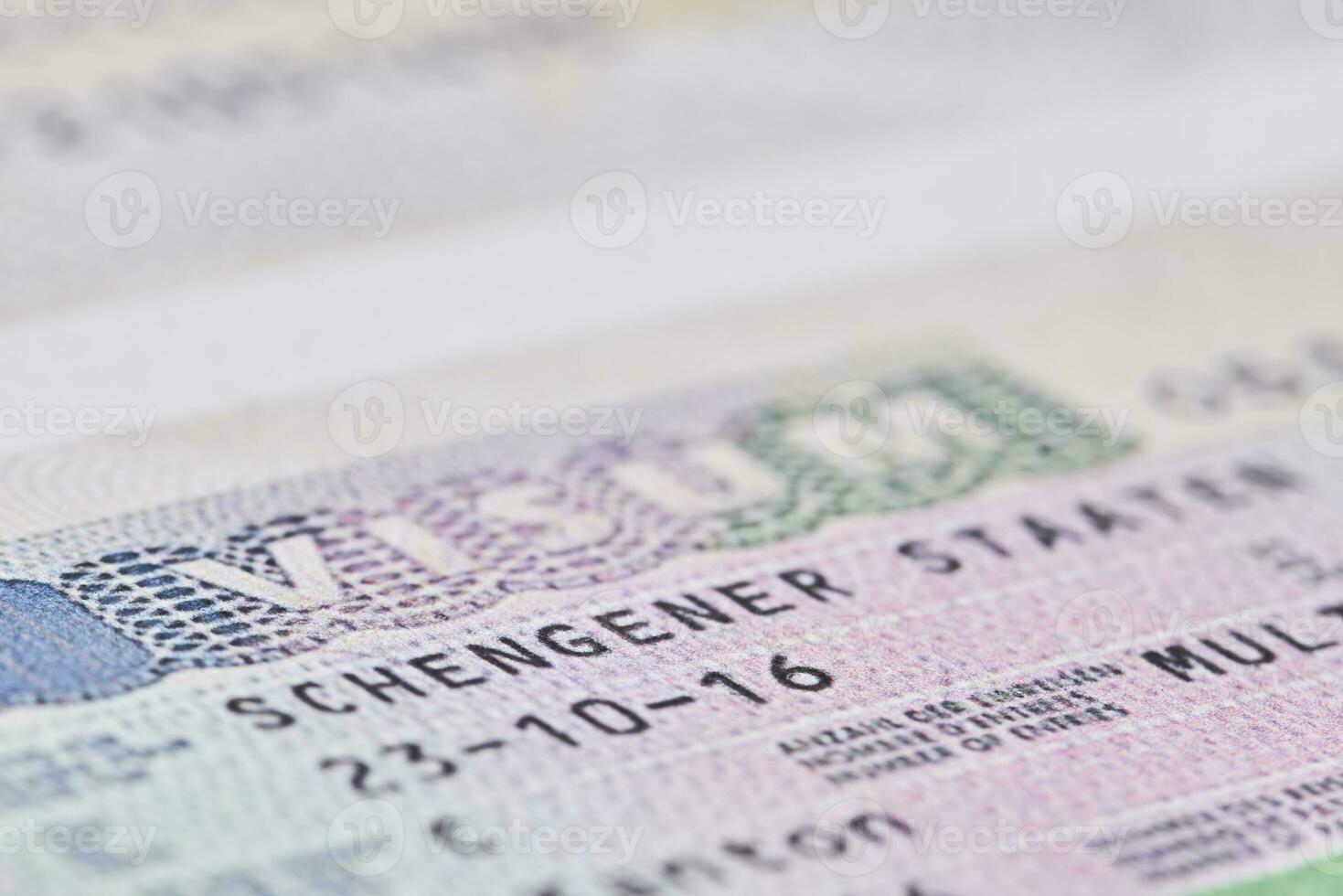 schengen Visa in paspoort. detailopname foto