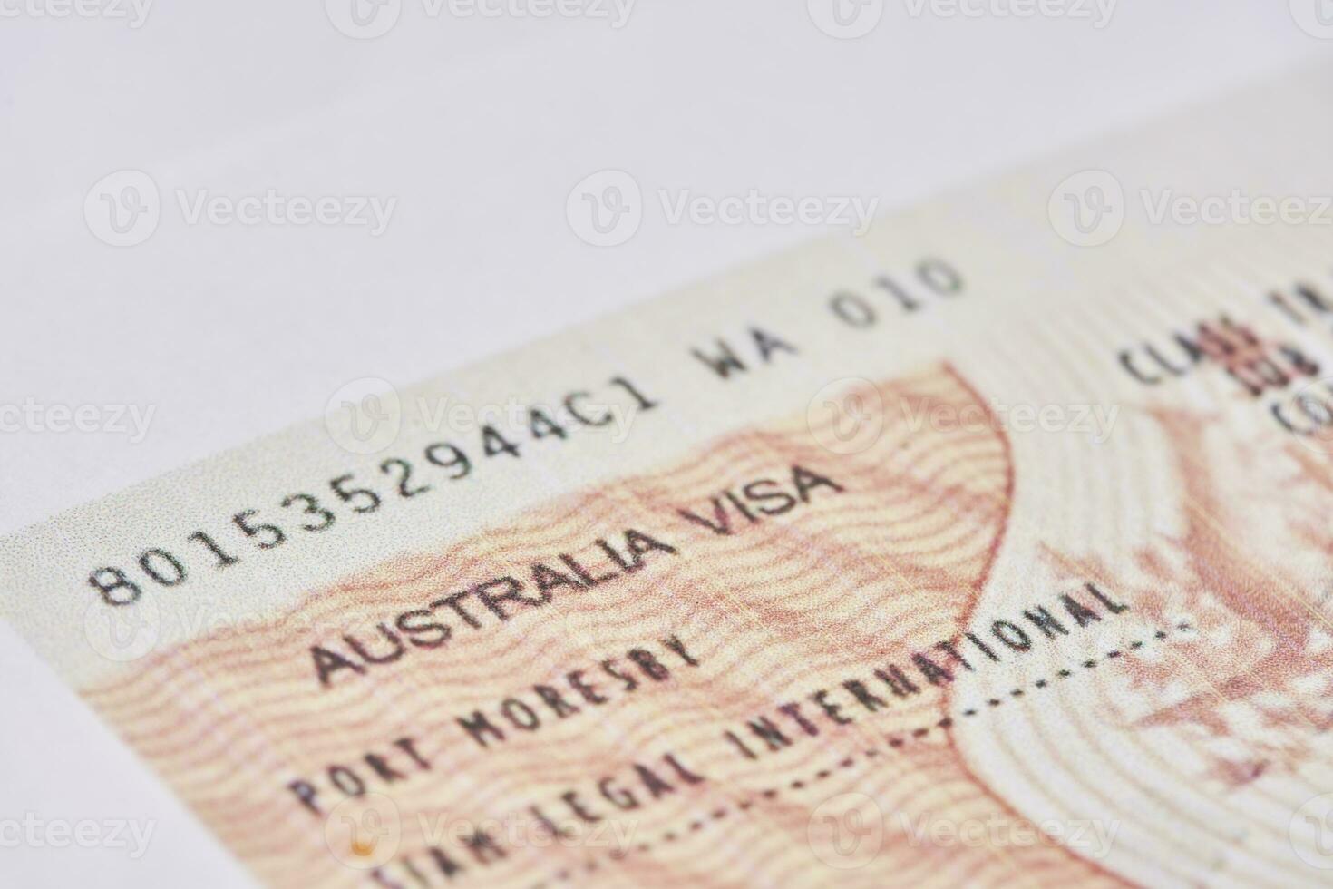 Australisch Visa in paspoort. detailopname visie foto