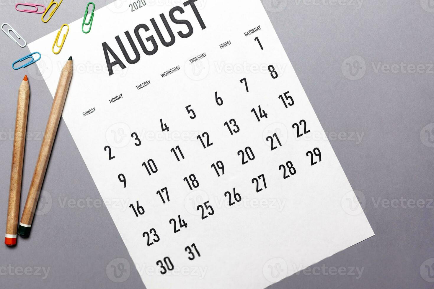 augustus 2020 gemakkelijk kalender foto