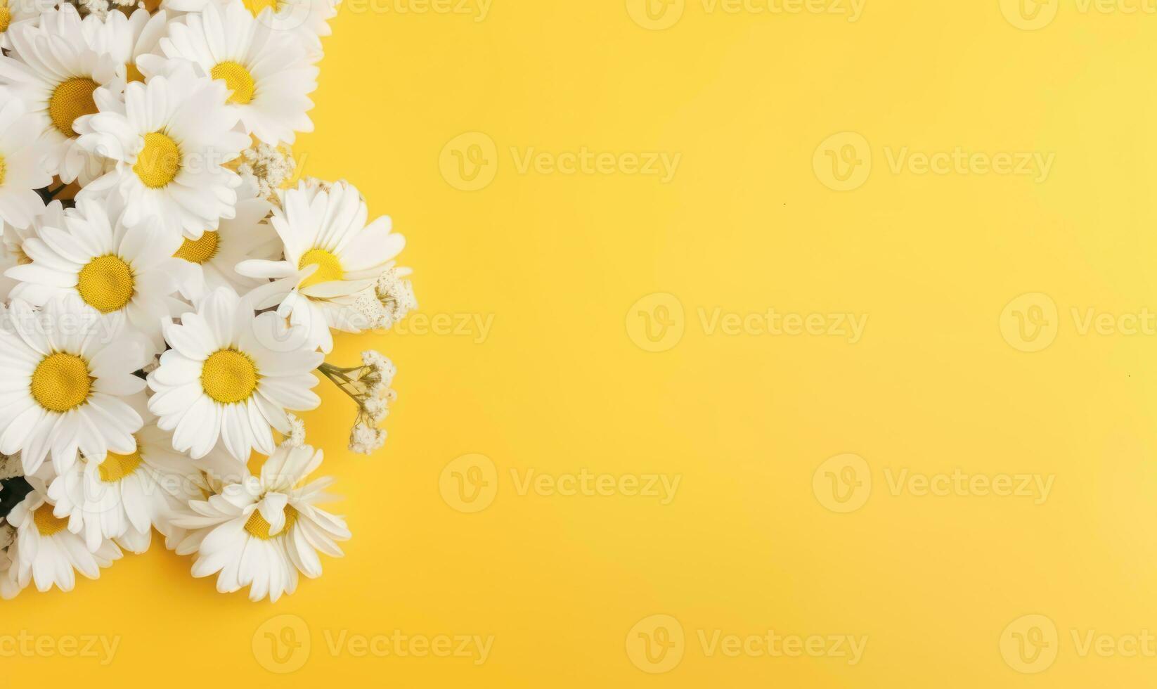 wit madeliefjes Aan geel achtergrond. gemaakt door ai foto
