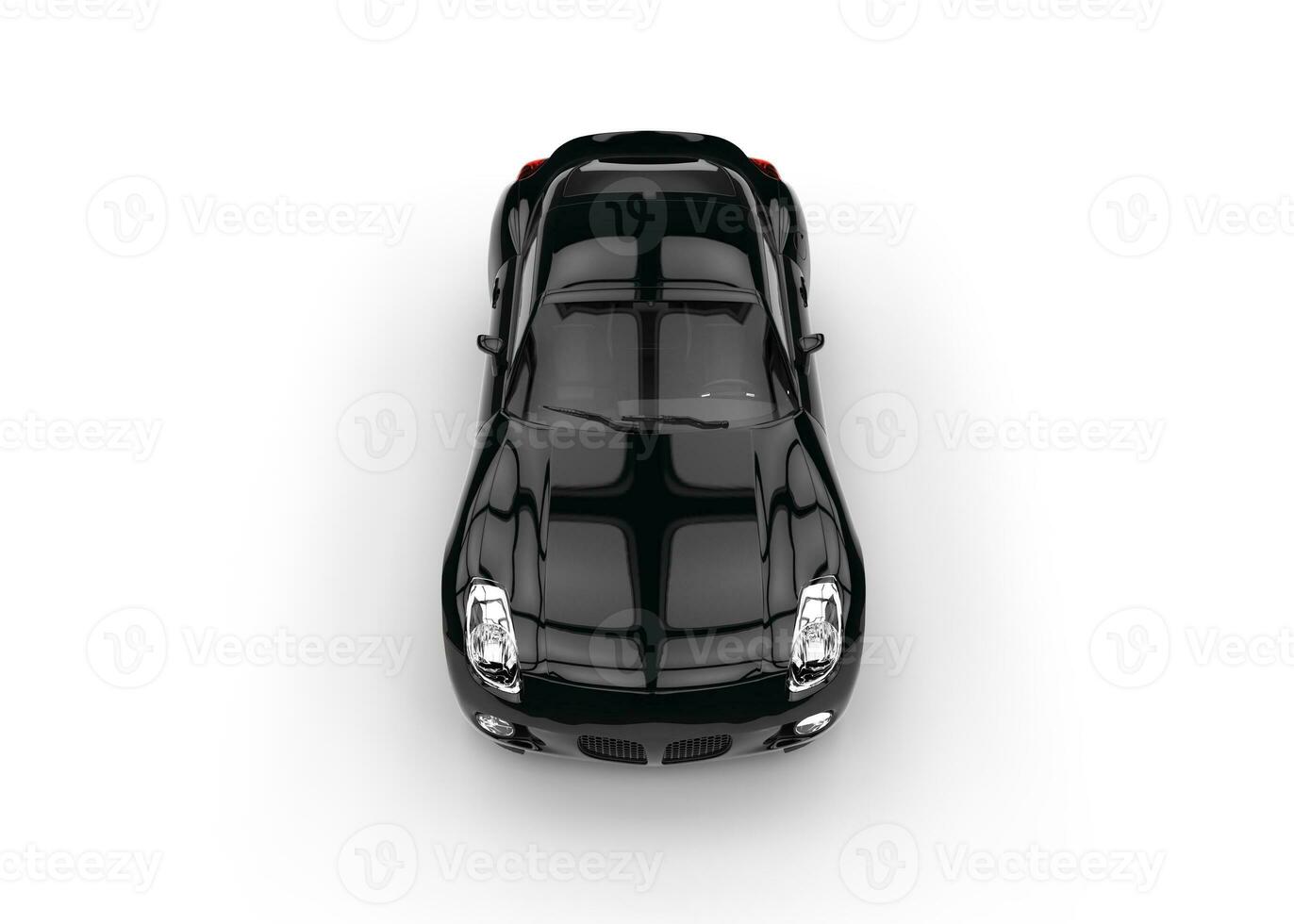 zwart sport- sedan top visie - Aan wit achtergrond foto