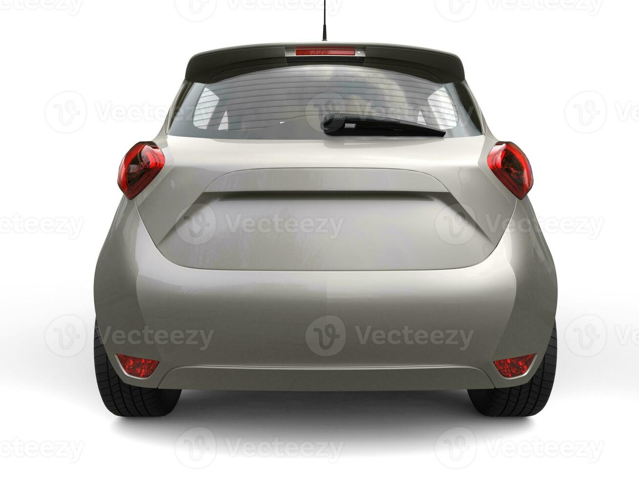 warm zilver modern economisch elektrisch auto - achterzijde visie - 3d illustratie foto