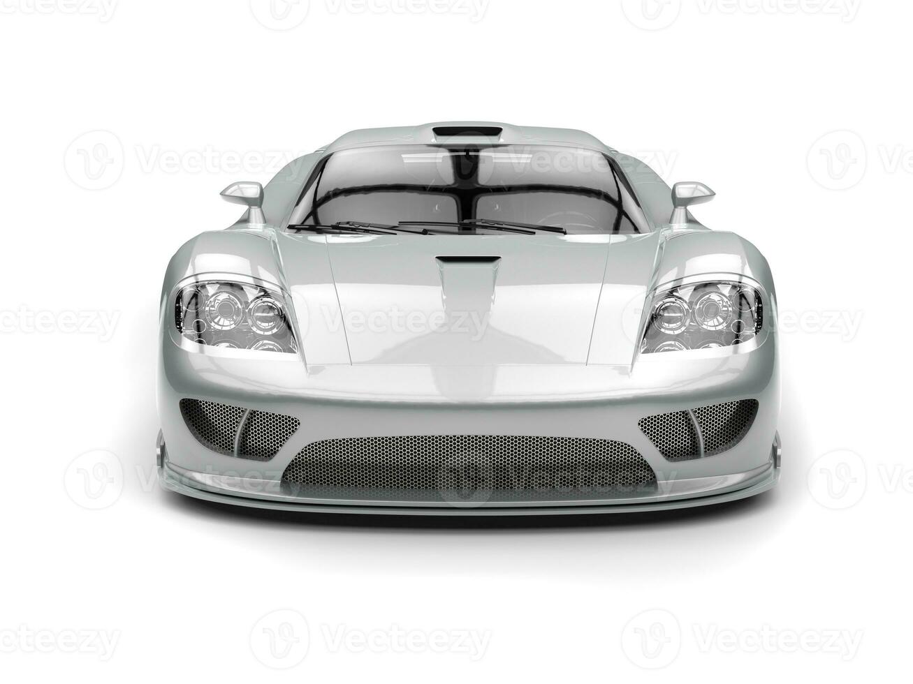schijnend zilver modern super sport- auto - voorkant visie foto