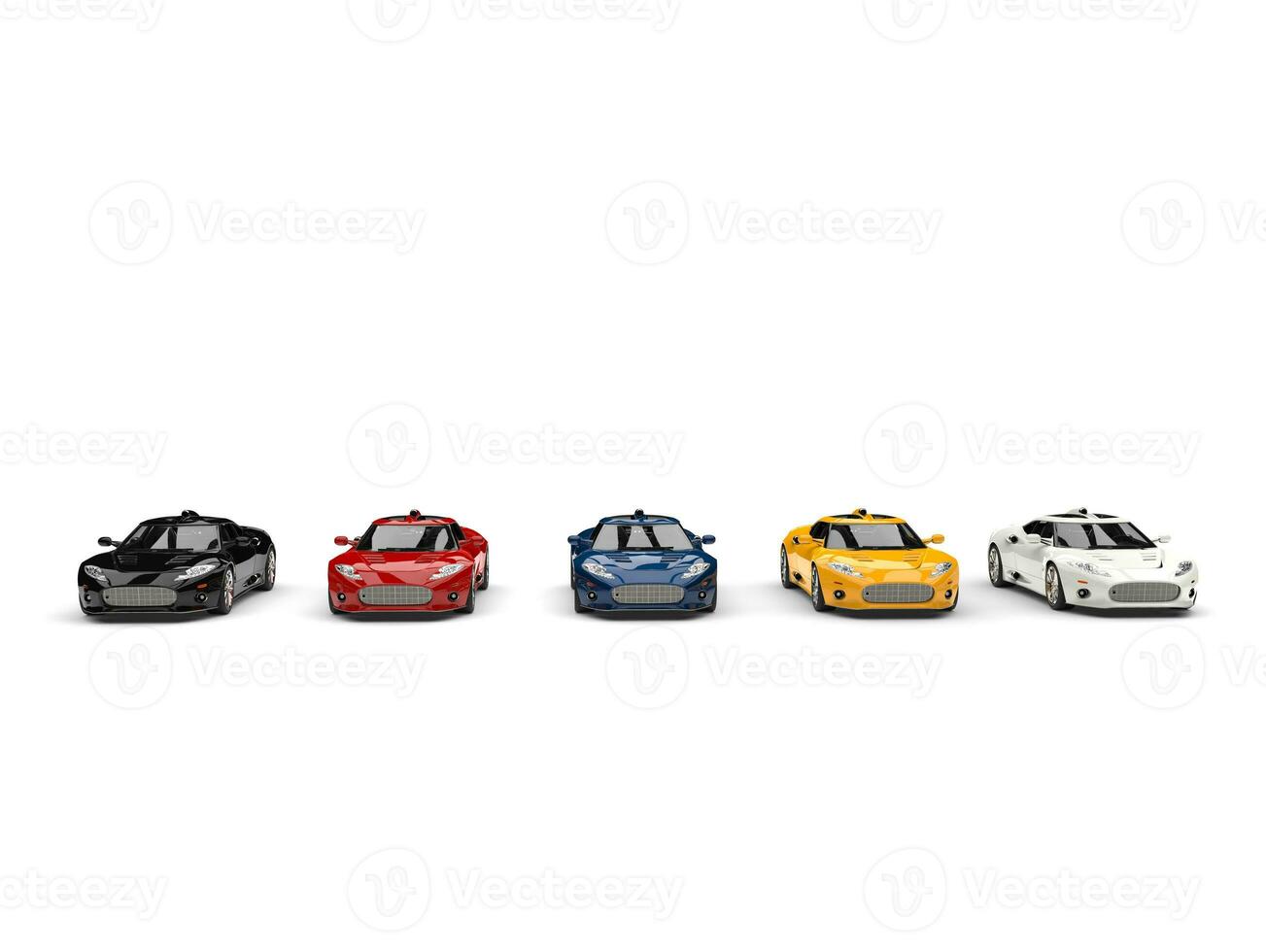 geweldig kleurrijk super sport- auto's Aan begin lijn - voorkant visie foto