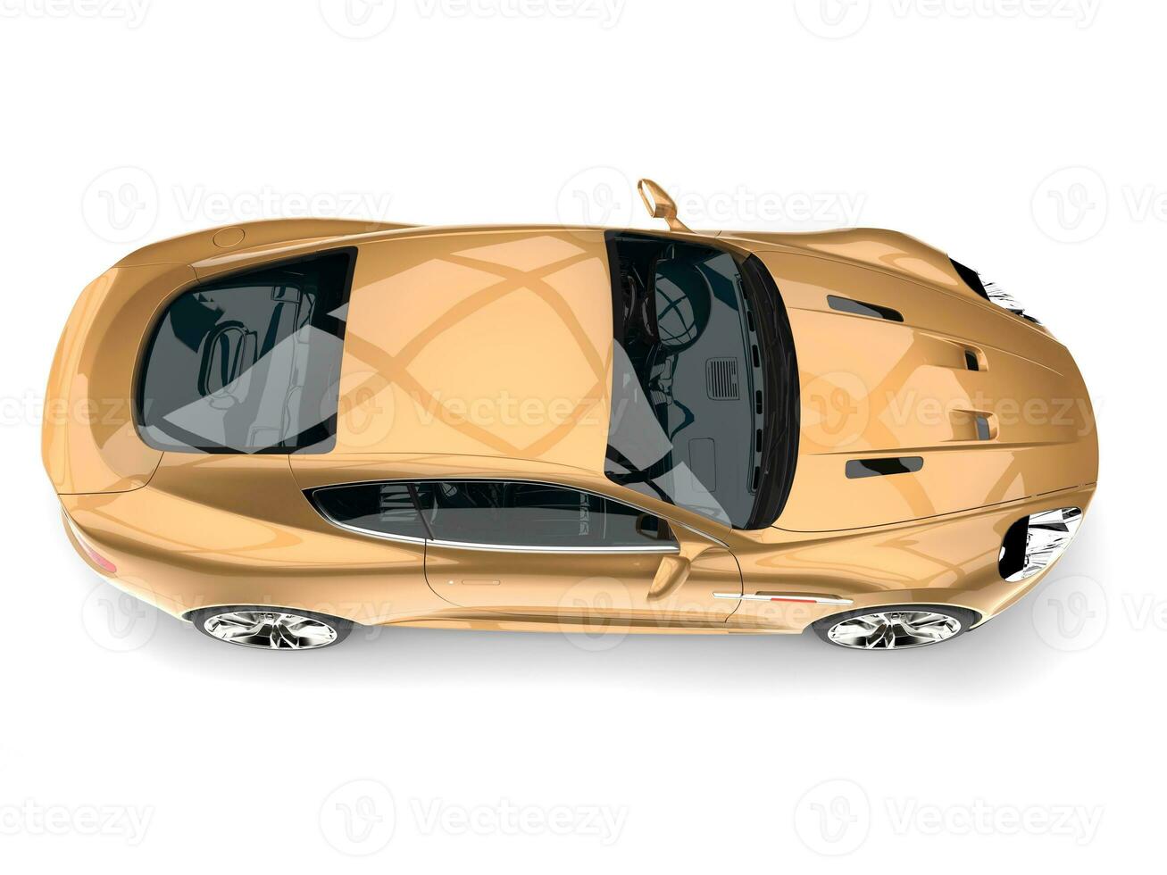 metalen goud modern luxe sport- auto - top naar beneden visie foto