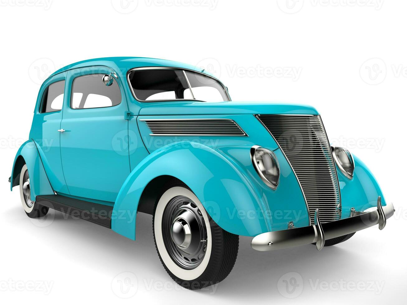helder pastel blauw oud wijnoogst auto - detailopname schot foto