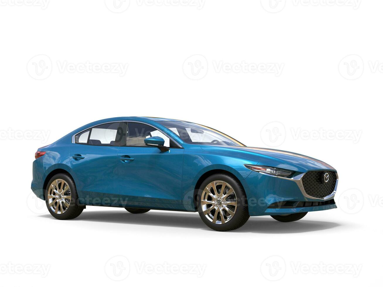 metalen blauw mazda 3 2019 - 2022 model- - 3d illustratie - geïsoleerd Aan wit achtergrond foto