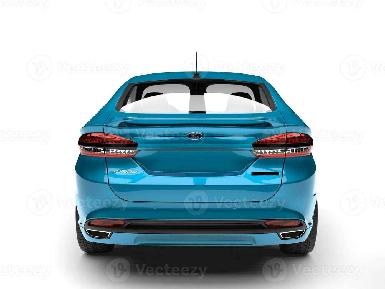 metalen blauw doorwaadbare plaats mondeo 2015 - 2018 model- - terug visie - 3d illustratie - Aan wit achtergrond foto