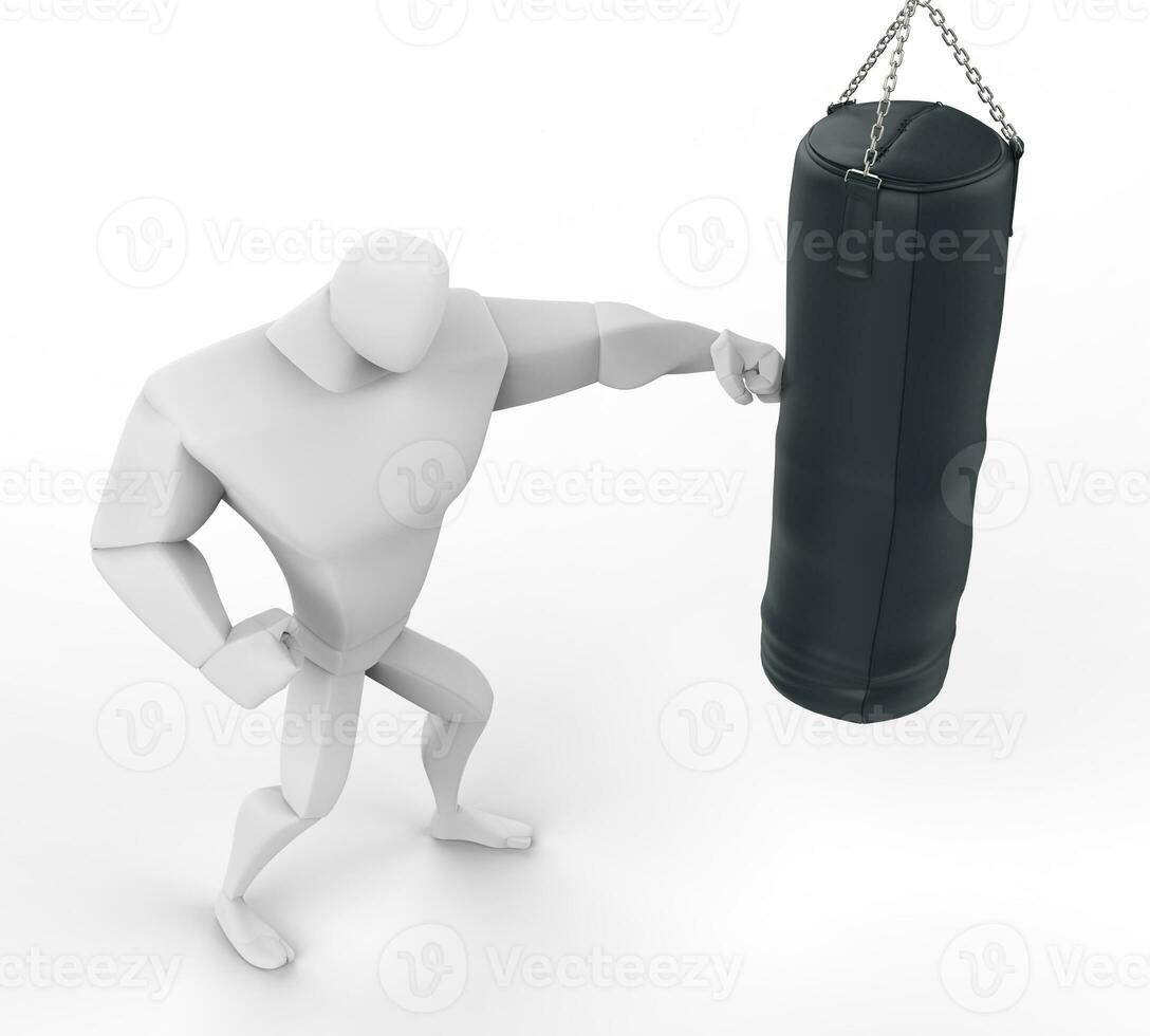 3d bokser opleiding Aan zwaar zak - top visie. foto