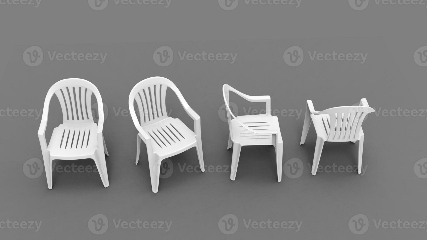 eenvoudig wit plastic gazon stoelen - allemaal zijden visie - top naar beneden schot foto