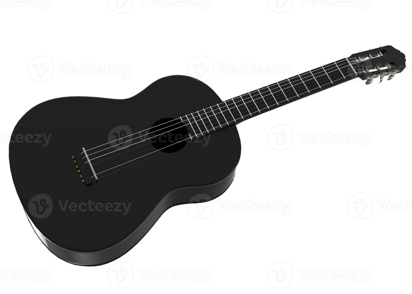 zwart akoestisch gitaar - 3d illustratie - geïsoleerd Aan wit achtergrond foto