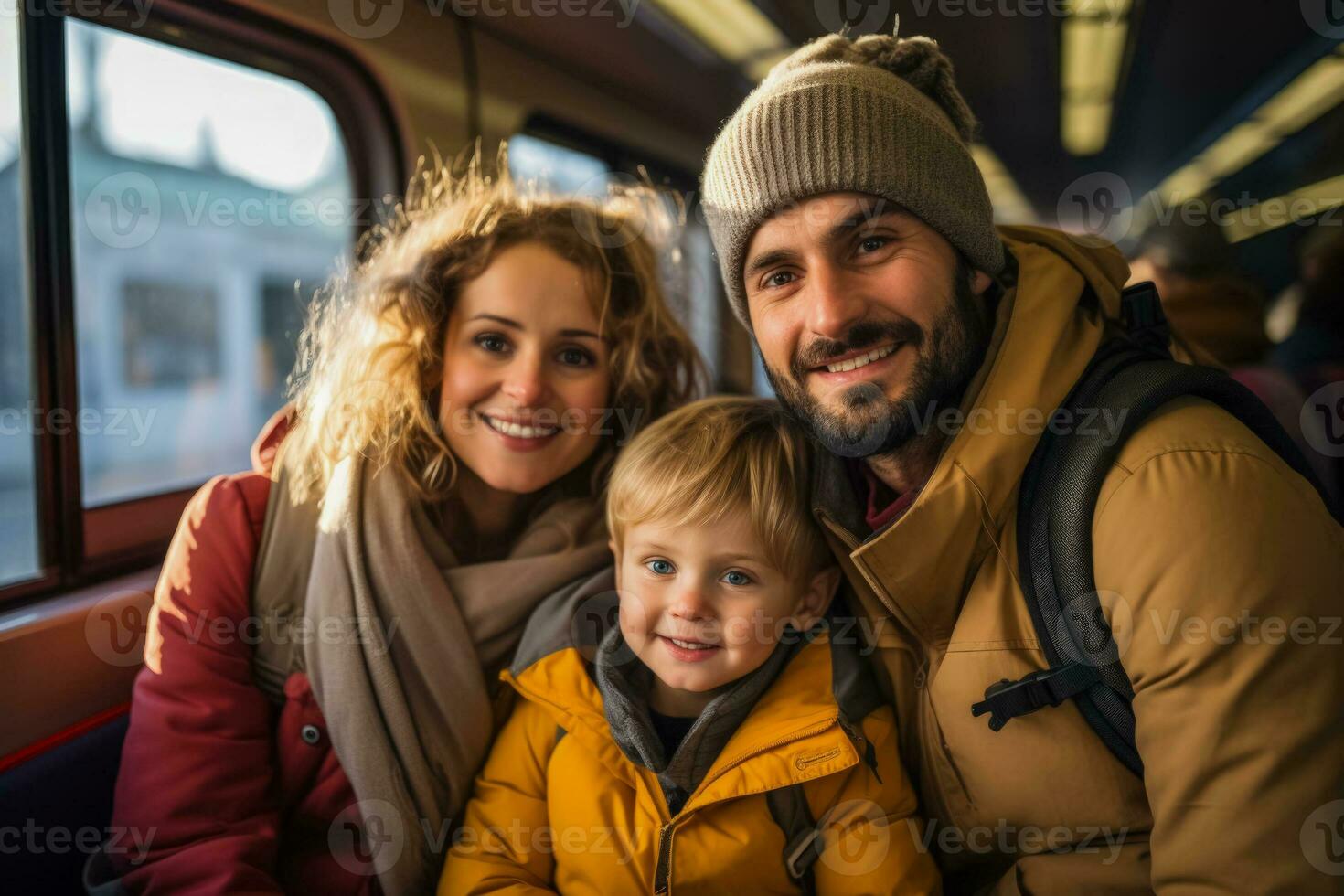 gezinnen met kinderen genieten van trein reizen foto