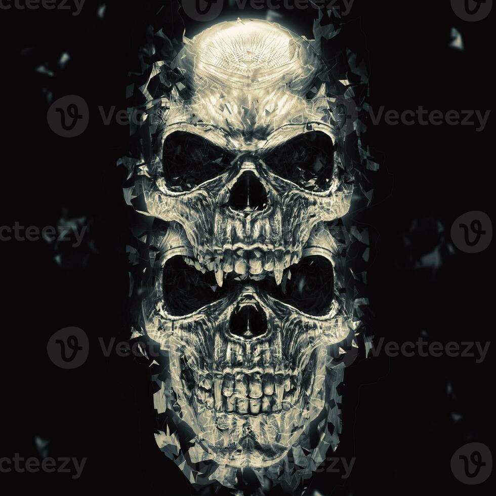 boos vampier schedels Aan top van elk andere - veelhoek grunge effect foto