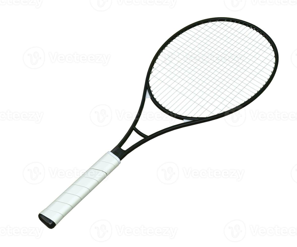 zwart en wit tennis racket geïsoleerd Aan wit foto