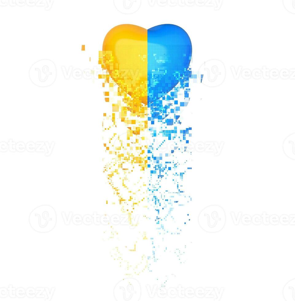 blauw en geel hart - pixel stromen foto