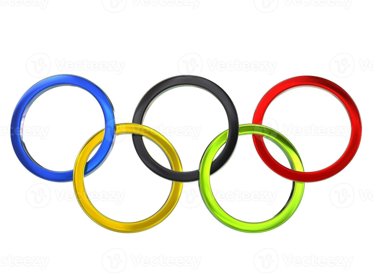 olympisch ringen - metalen - 3d illustratie foto
