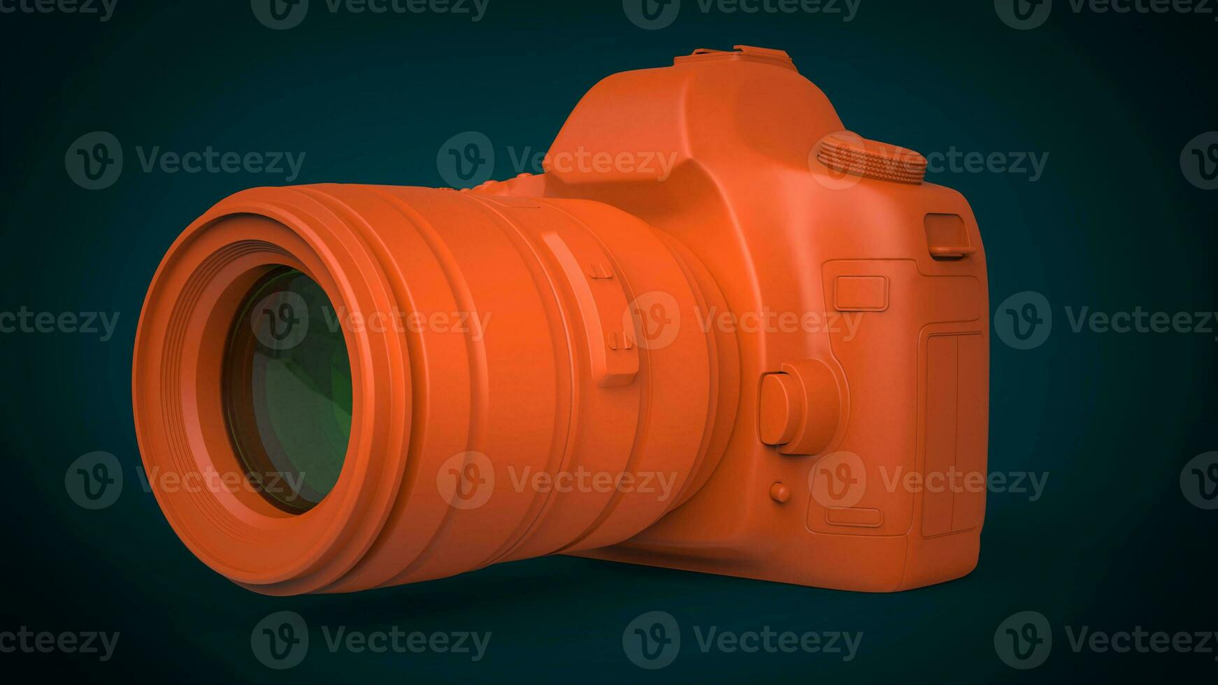 oranje foto camera Aan diep groen achtergrond