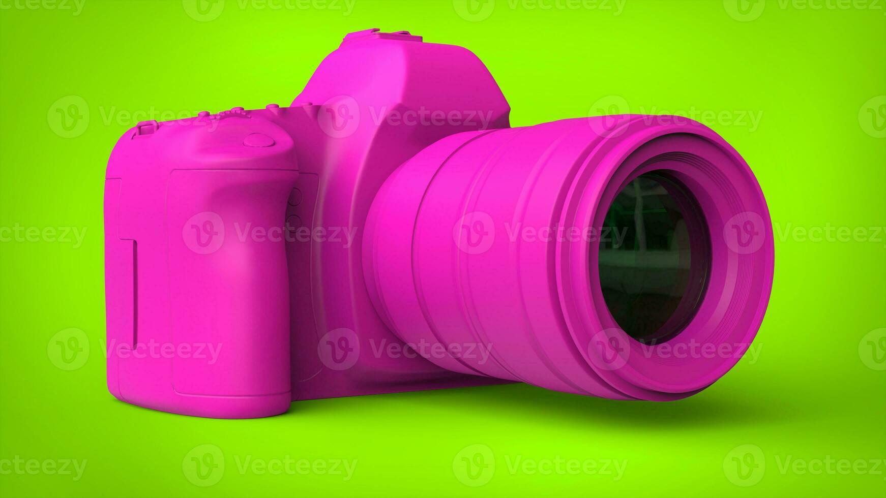 snoep roze camera Aan vers groen achtergrond foto