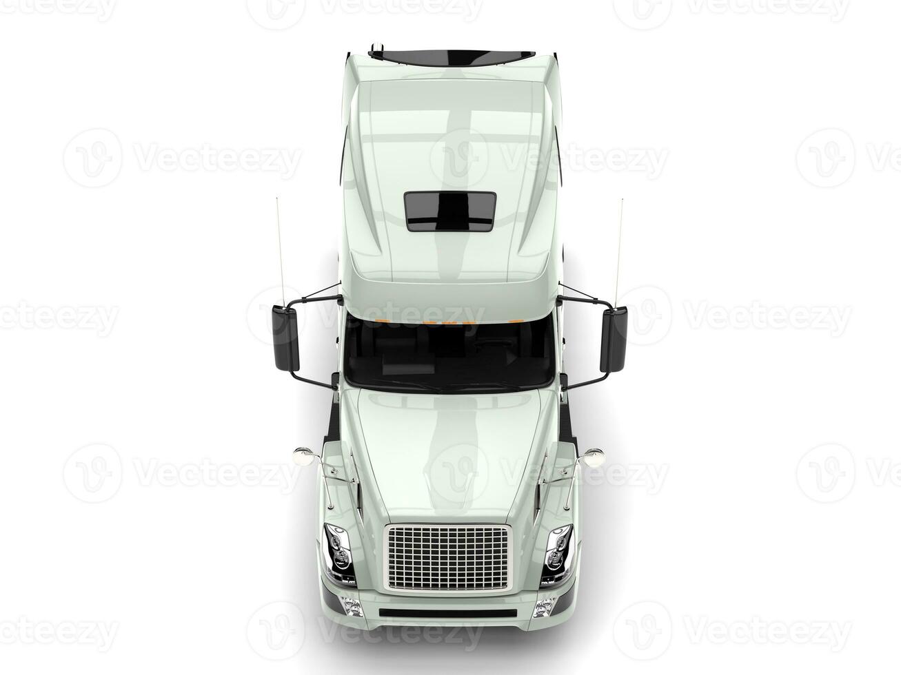 eenvoudig wit modern semi aanhangwagen vrachtauto - top naar beneden voorkant visie foto