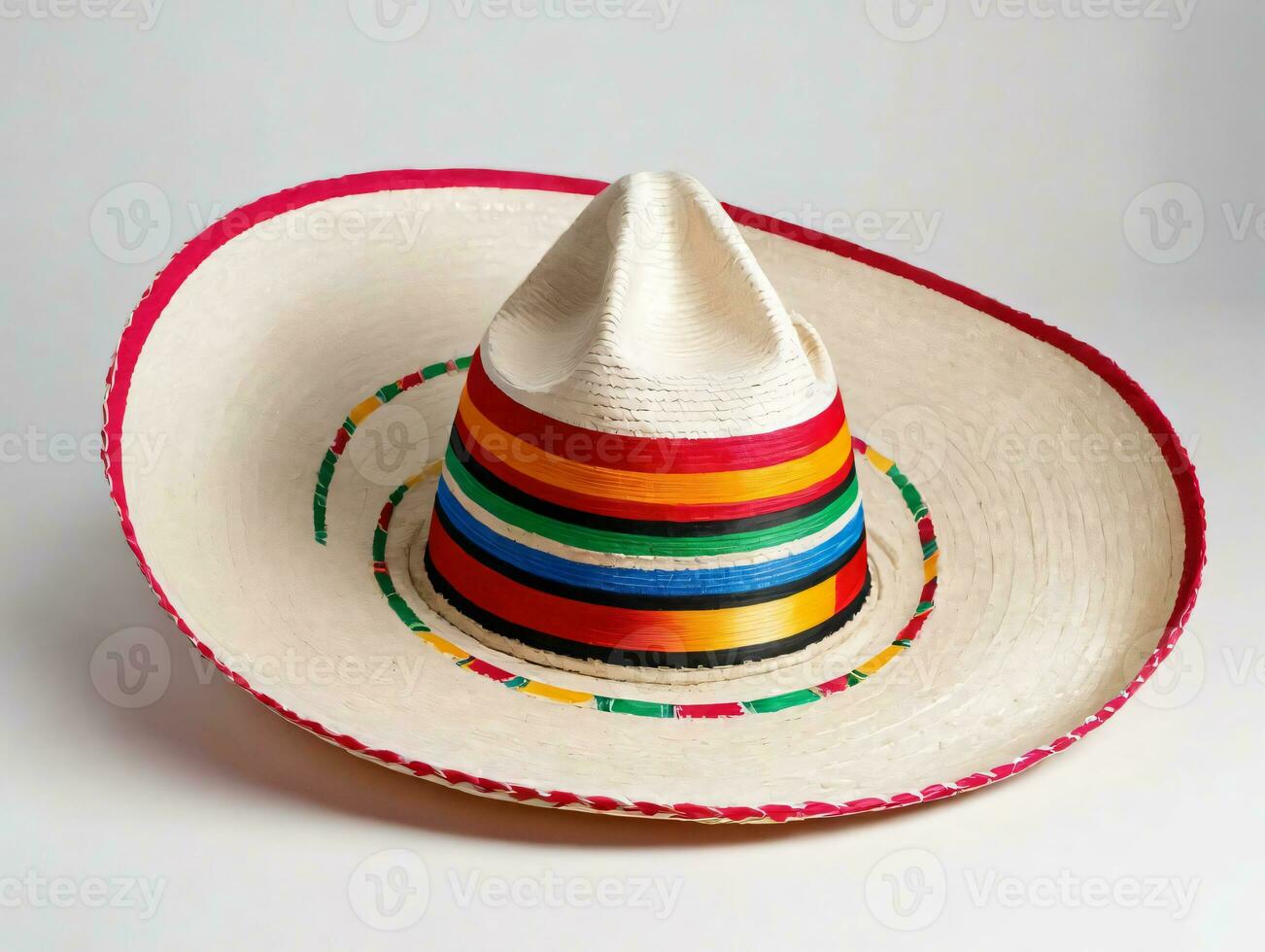 een wit hoed met kleurrijk linten Aan het. ai gegenereerd foto