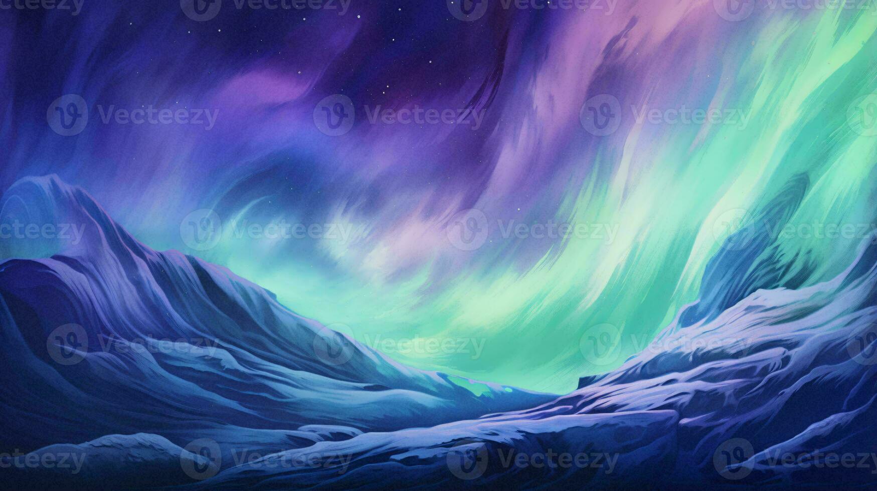 de betoverend kleuren van een Aurora borealis verhelderend de nacht lucht ai gegenereerd foto