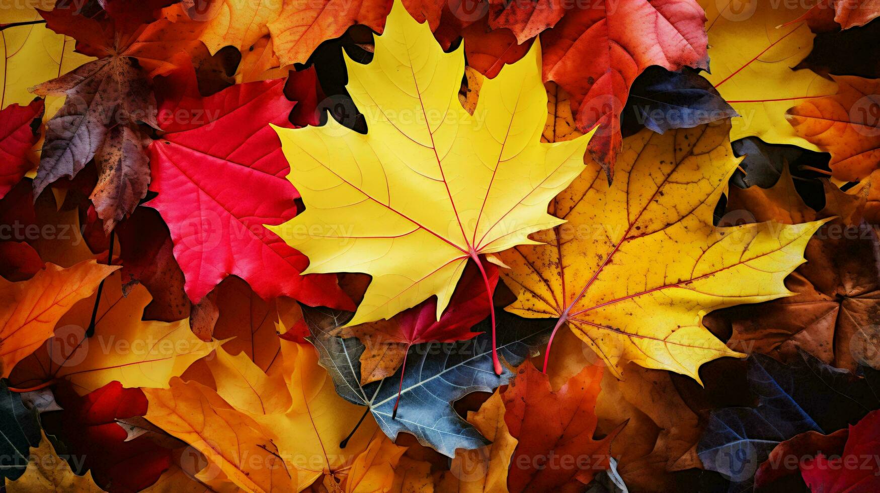 een levendig herfst blad stapel ai gegenereerd foto