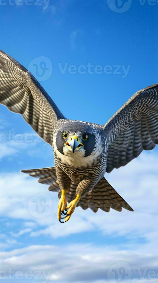 een majestueus vogel stijgend door een levendig blauw lucht ai gegenereerd foto