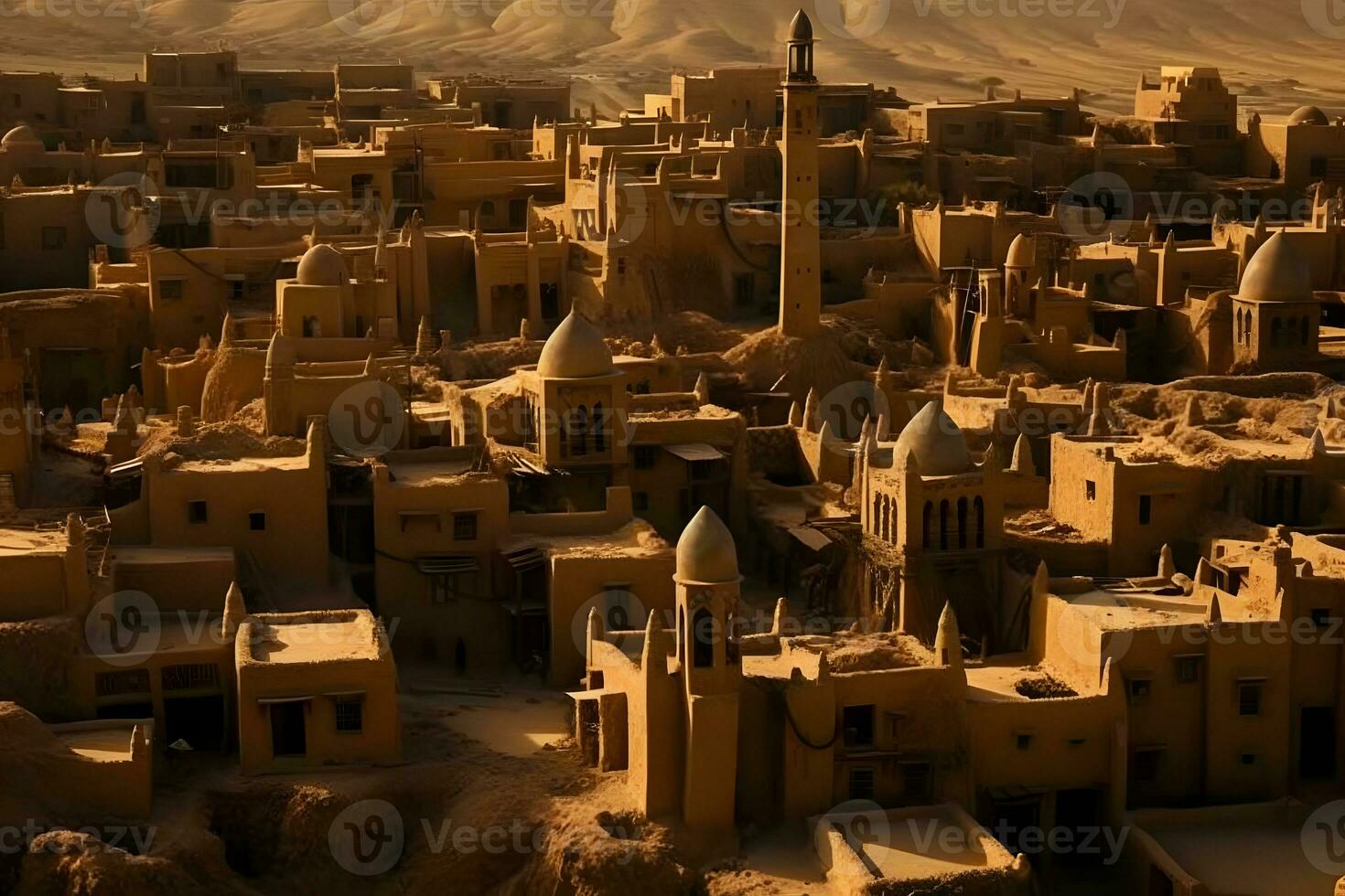 oude stad in de woestijn rotsen. neurale netwerk ai gegenereerd foto