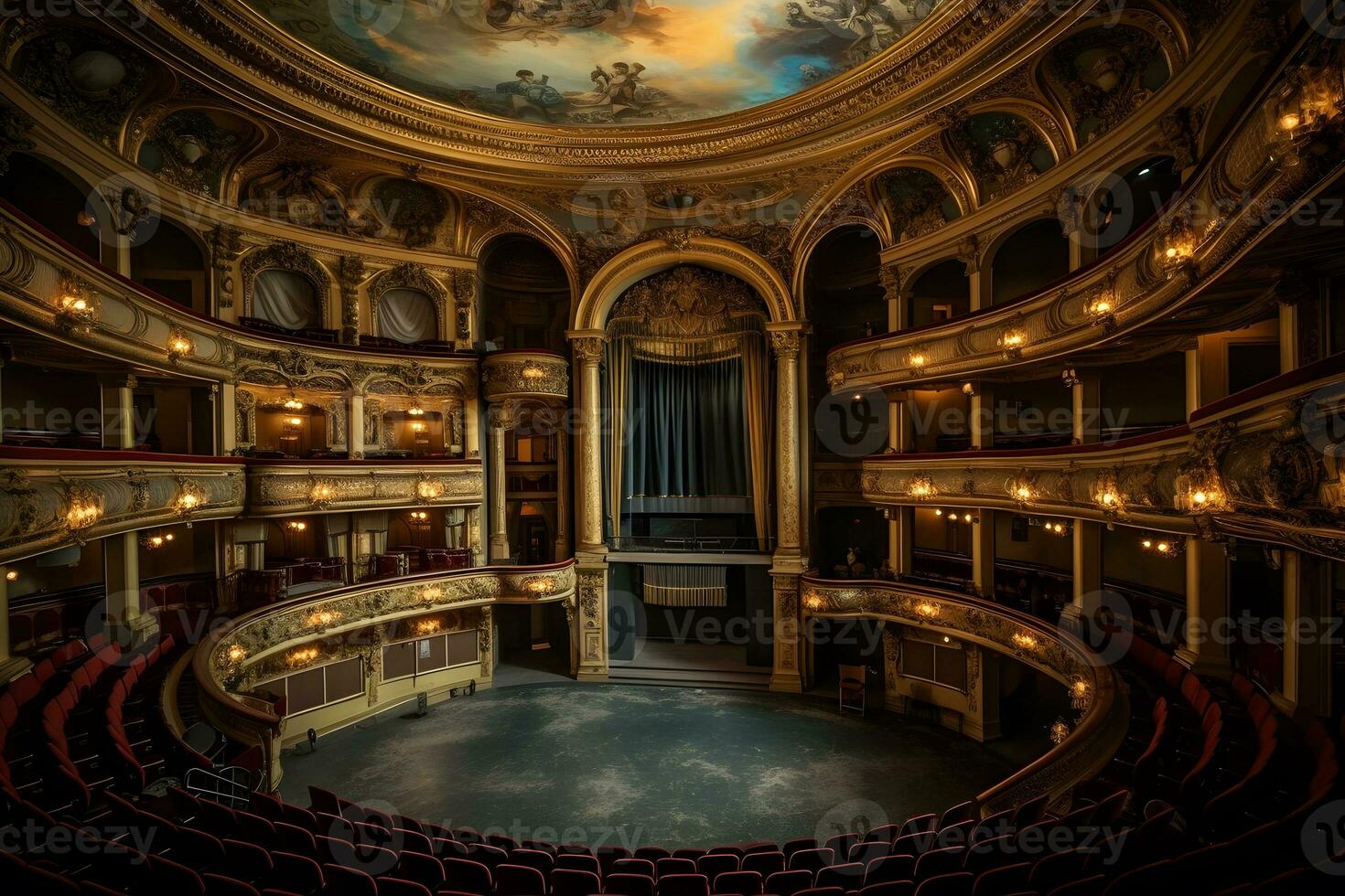 de interieur van de hal in de theater. neurale netwerk ai gegenereerd foto