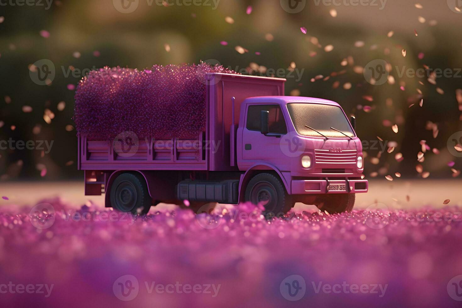 vrachtauto van bloemen kleurrijk dalia. neurale netwerk ai gegenereerd foto
