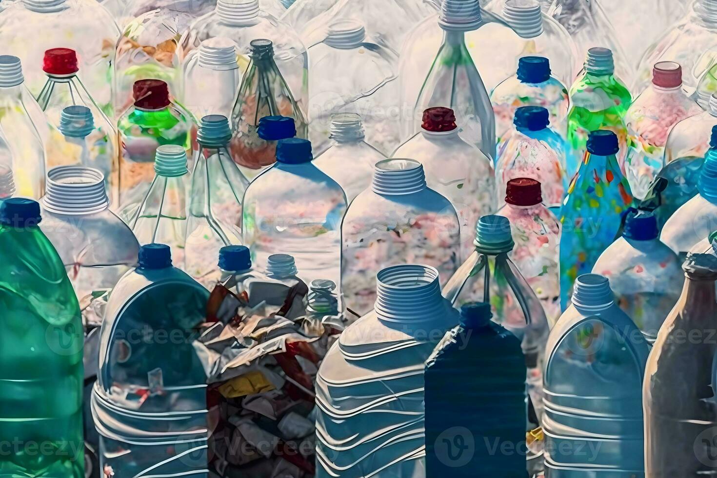 een veel van plastic verspilling flessen. neurale netwerk ai gegenereerd foto