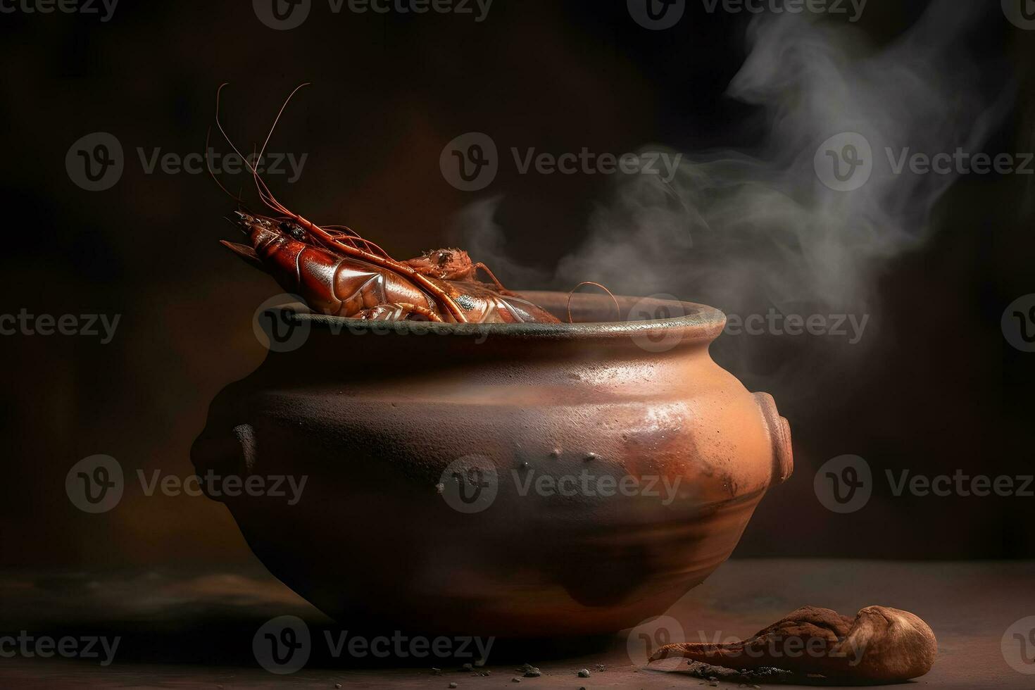 heerlijk gekookt rivierkreeftjes Aan zwart tafel, detailopname. neurale netwerk ai gegenereerd foto