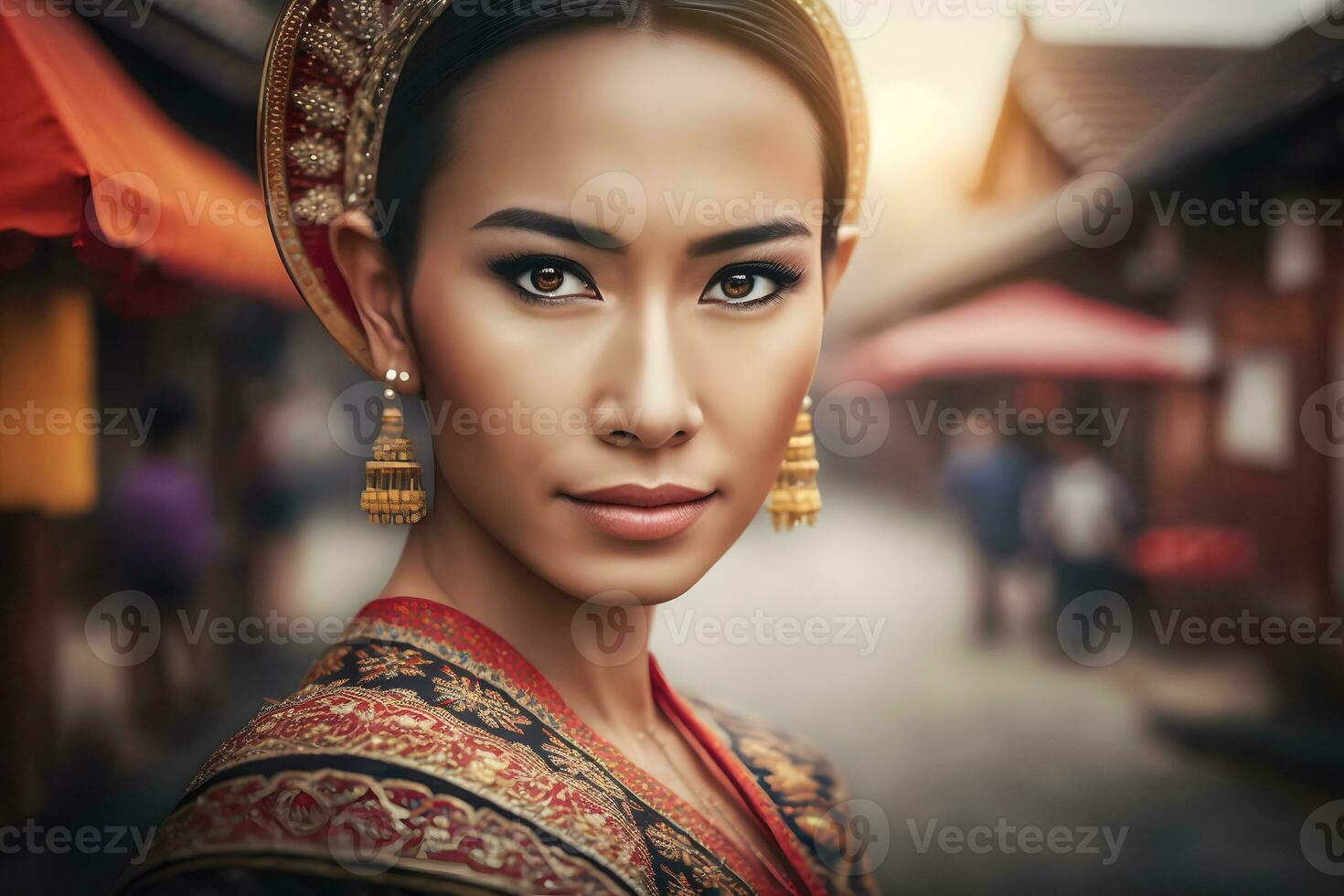 portret van een mooi Aziatisch Thais vrouw. neurale netwerk ai gegenereerd foto