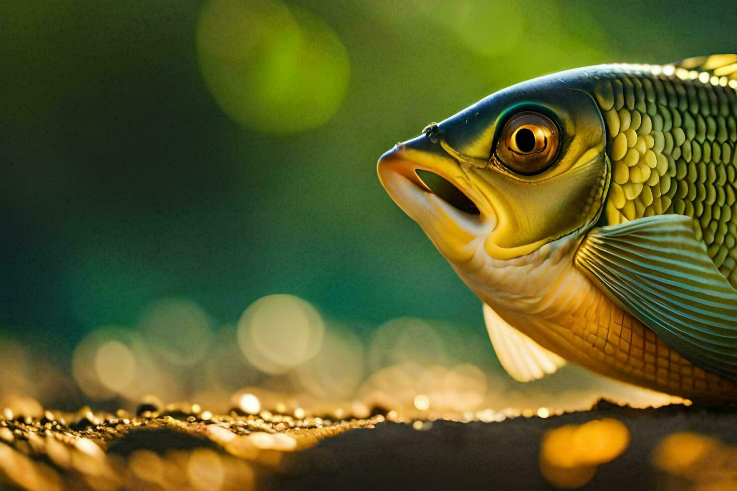 een vis met groot ogen en een groot mond. ai-gegenereerd foto