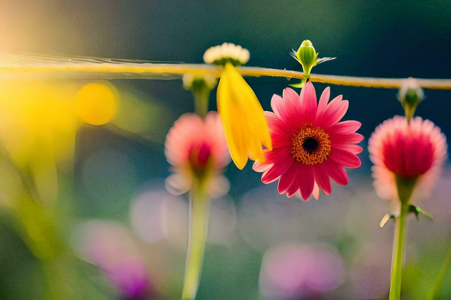 foto behang de zon, bloemen, de zon, de zon, bloemen, de zon, de. ai-gegenereerd