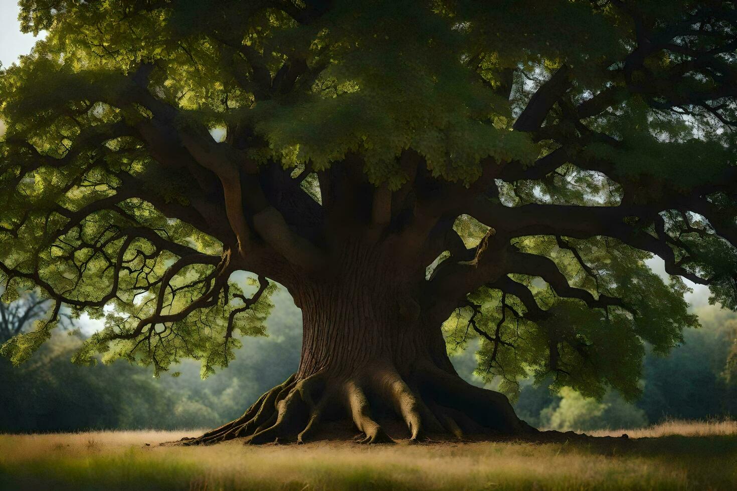 de grootste eik boom in de wereld. ai-gegenereerd foto