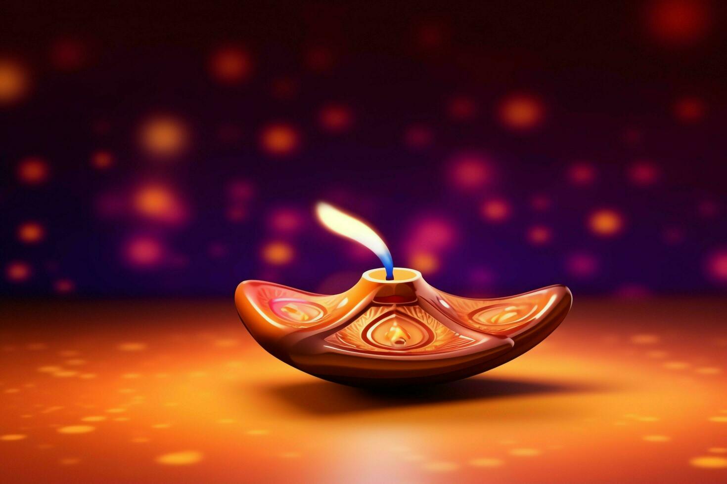 gelukkig diwali of deepavali traditioneel Indisch festival met klei diya olie lamp. Indisch Hindoe festival van licht symbool met kaars en licht. klei diya lamp lit gedurende diwali viering door ai gegenereerd foto