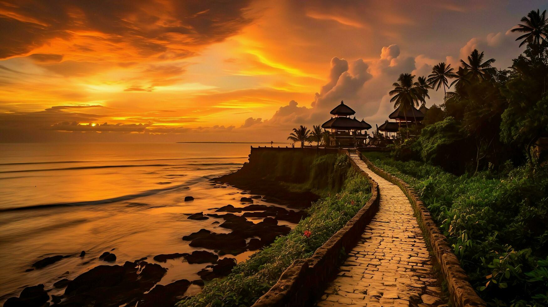 oude pura ulun danu bratan, besakih of beroemd Hindoe tempel en toerist in Bali eiland Bij zonsopkomst concept door ai gegenereerd foto