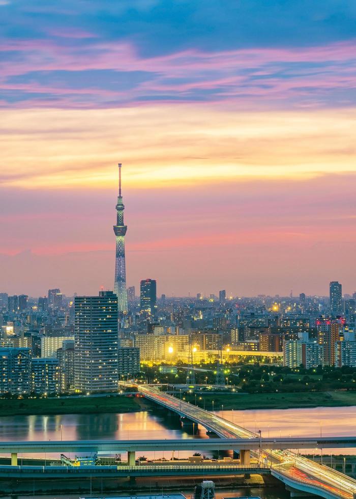 stadsgezicht van de skyline van tokyo, japan, azië foto