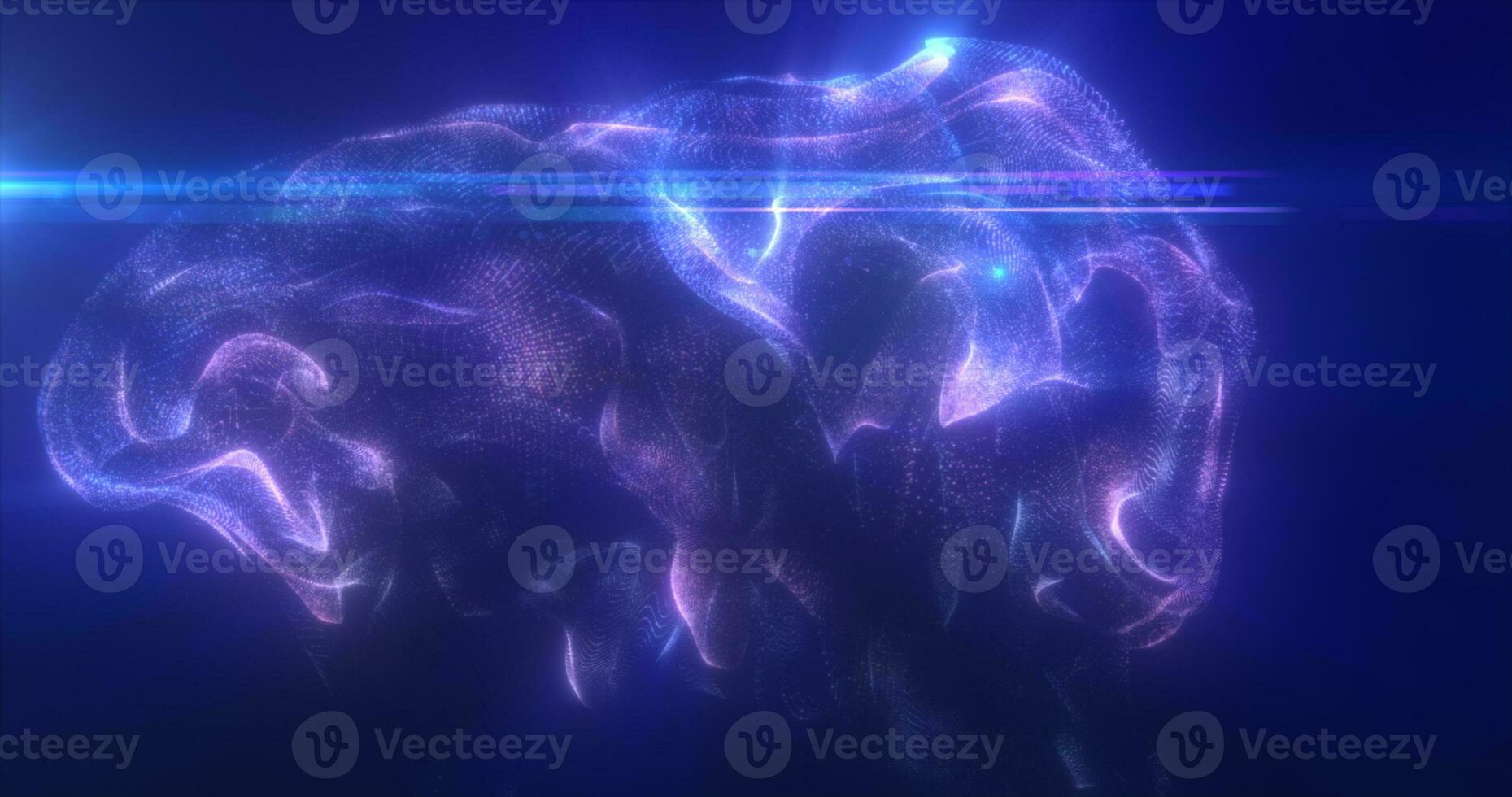 abstract drijvend vloeistof van energiek blauw deeltjes gloeiend magisch achtergrond foto