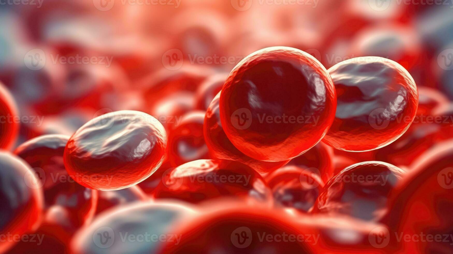 microscopisch studie - bloed cel beweging in slagaders - generatief ai foto