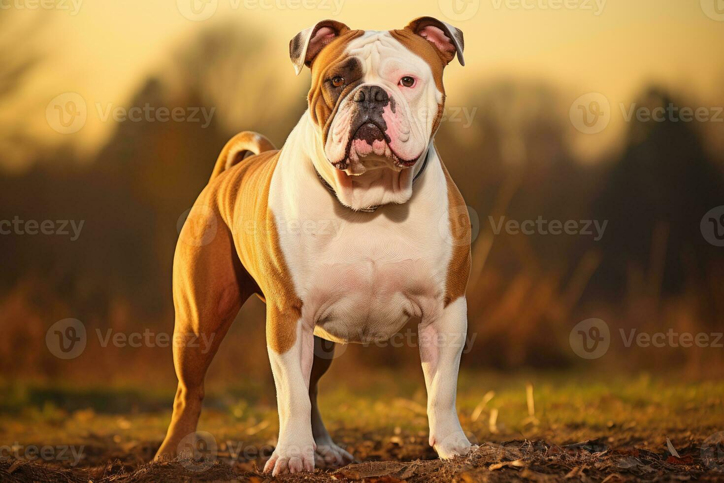 hond Amerikaans buldog. ai gegenereerd foto