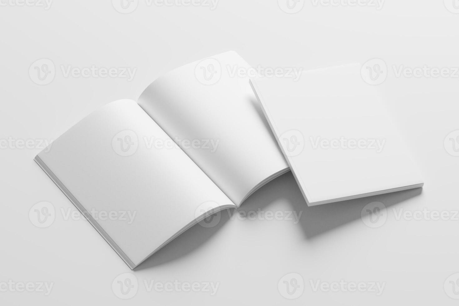 a4 a5 tijdschrift brochure 3d renderen wit blanco mockup foto