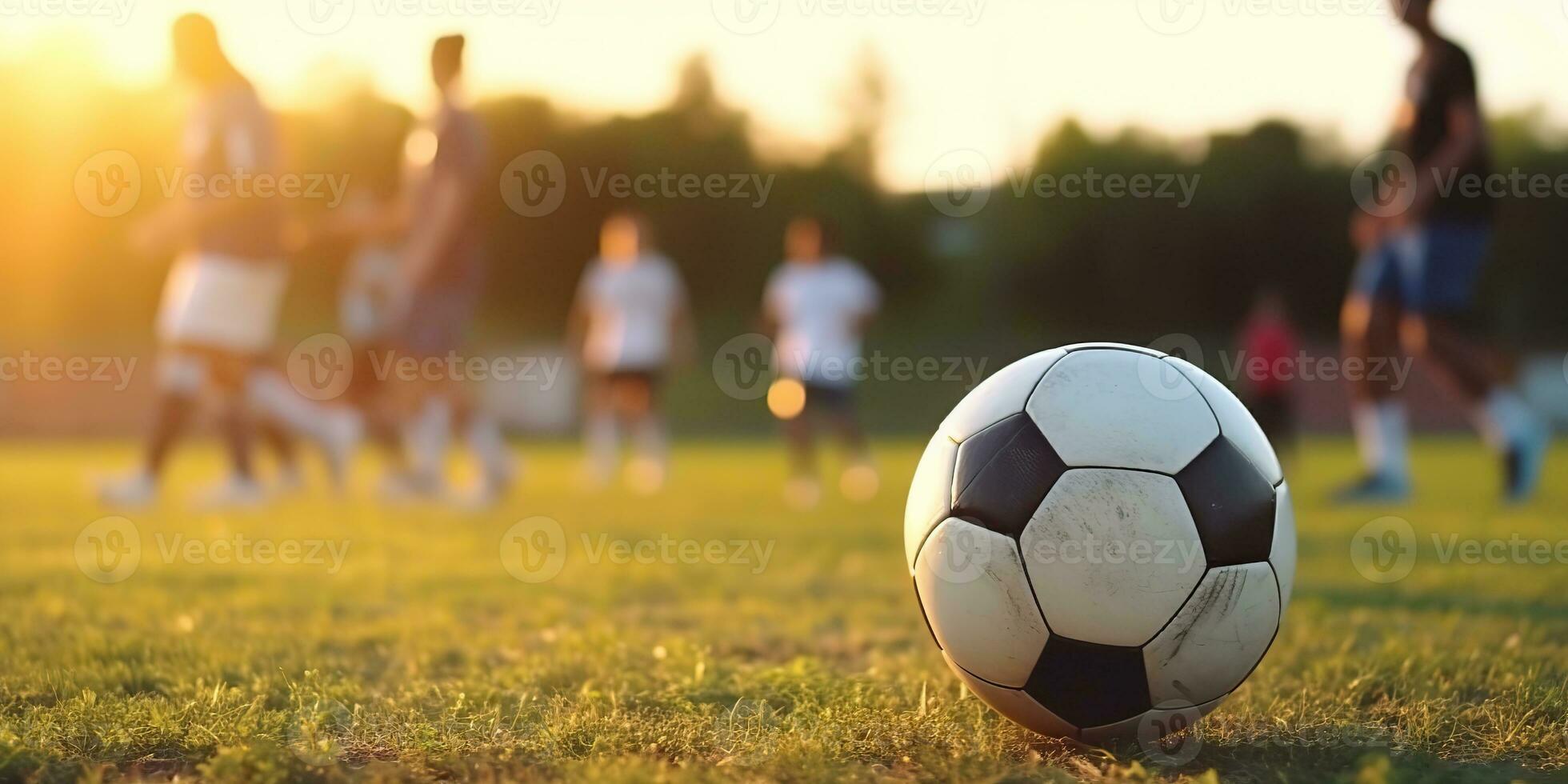 ai gegenereerd. ai generatief. voetbal Amerikaans voetbal spel Aan groen veld. actief sport fit opleiding achtergrond. grafisch kunst foto