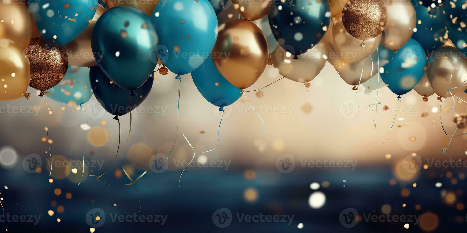 ai gegenereerd. ai generatief. lucht ballonnen in de achtergrond decoratie bespotten omhoog. verjaardag partij viering sjabloon. grafisch kunst foto