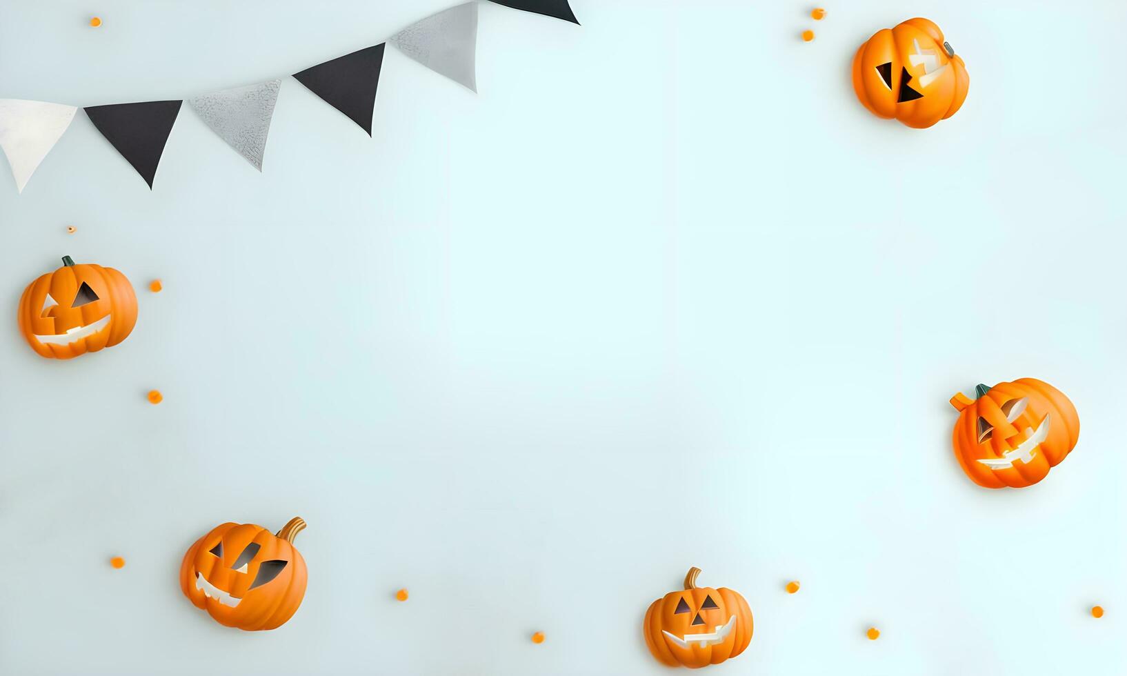 halloween vlak leggen met pompoen in pastel achtergrond ai gegenereerd foto